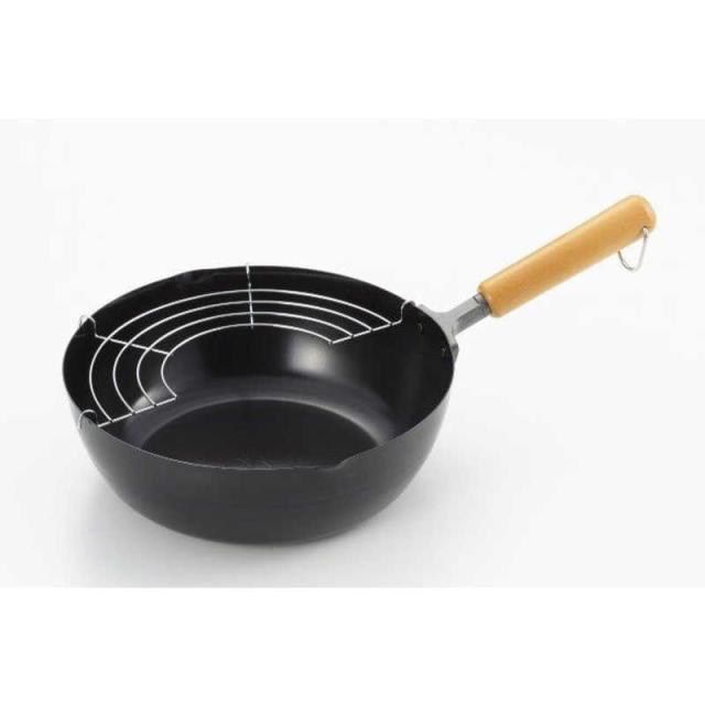 ヨシカワ　NEWグルメパワー木柄いため兼用天ぷら鍋24cm　SJ3170