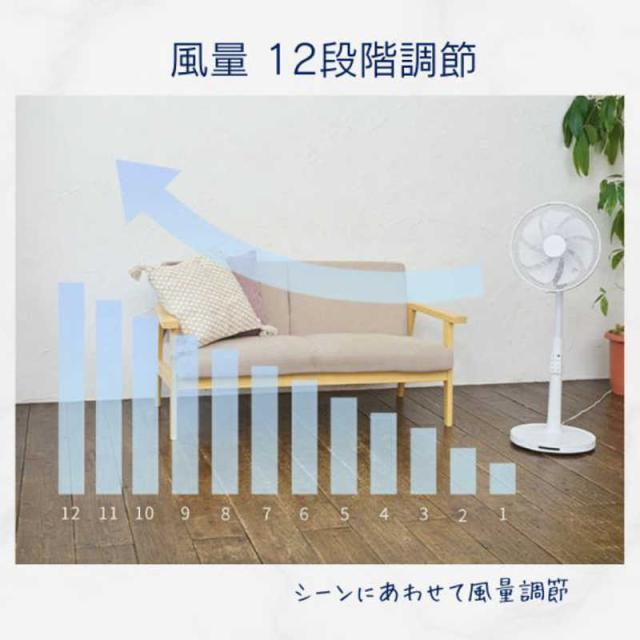 ユアサ　温度センサー搭載 3D首振り 30cm ハイリビングDC扇風機 ［DCモーター搭載 / リモコン付き］ ホワイト　YGT-DH3424HFR-W_7