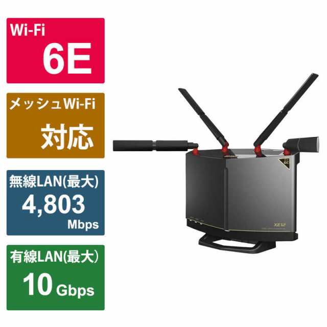 BUFFALO　WiFiルーター AirStation(エアステーション) WiFi 6E対応 (11ax) 6GHz対応 4803＋4803＋1147Mbps トライバンドルーター 　WXR-1