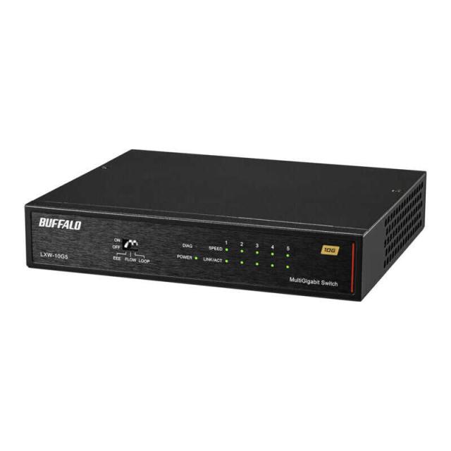 BUFFALO 10Gbps対応 5ポート スイッチングハブ ブラック LXW-10G5 