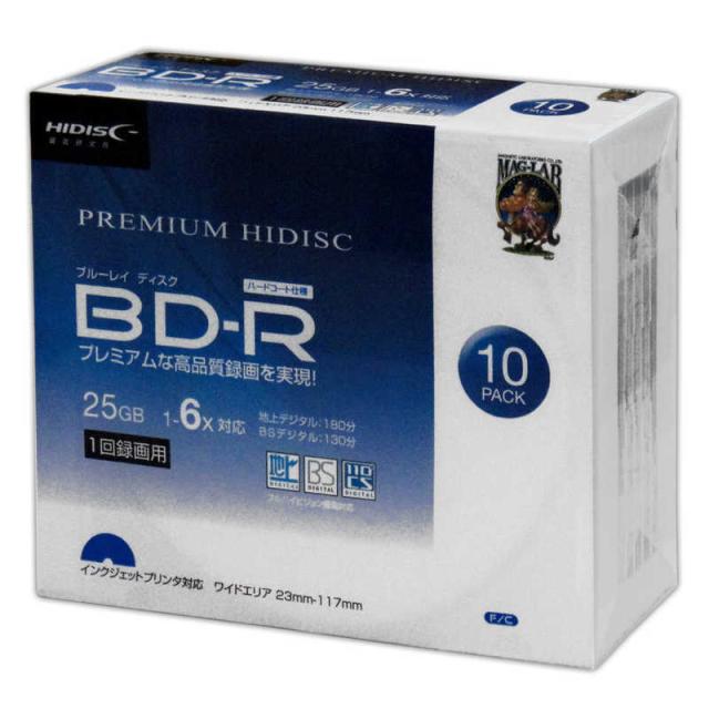 HIDISC　録画用BD-R PREMIUM [10枚/25GB/インクジェットプリンター対応]　HDVBR25RP10SC