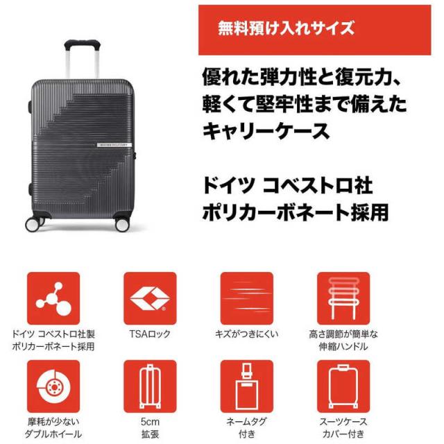 SWISSMILITARY　スーツケース GENESIS(ジェネシス) 66cm 無料預入 74L 5cm拡張 TSAロック搭載 ダークグレー　SM-O324 GRAY_1