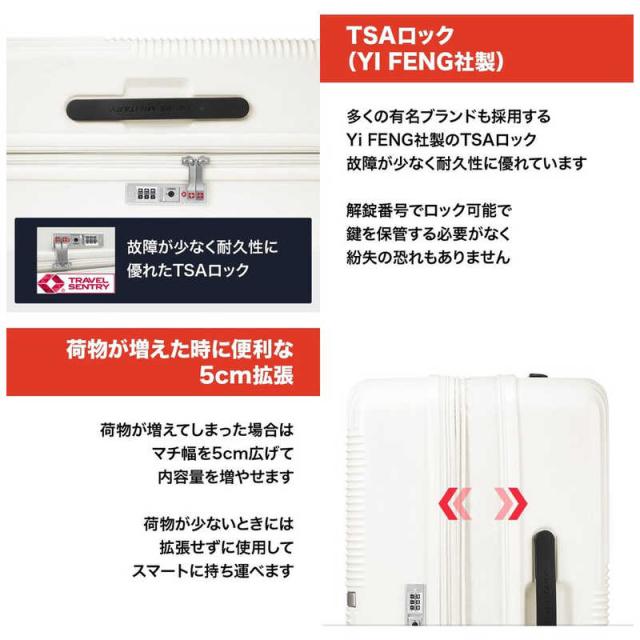 SWISSMILITARY　スーツケース GENESIS(ジェネシス) 66cm 無料預入 74L 5cm拡張 TSAロック搭載 ダークグレー　SM-O324 GRAY_3