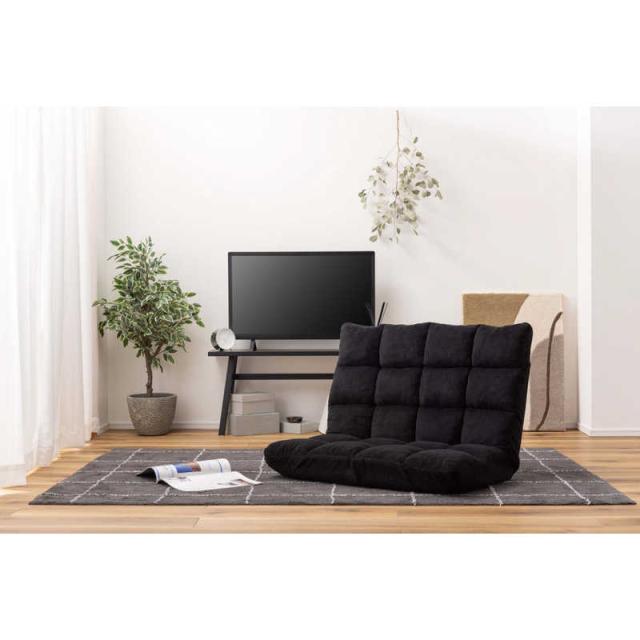 br>東谷 【座椅子】もこもこワイドリクライナー FKC-005BK(W84