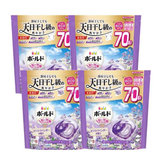 P＆G　(ケース販売) ボールド ジェルボール4D 心安らぐホワイトラベンダー＆ジャスミンの香り つめかえ 超メガジャンボサイズ 280個 (70個×4)　