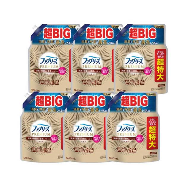 P＆G　(ケース販売) ファブリーズ W除菌＋消臭 プレミアム 無香料 つめかえ用4回分×6個