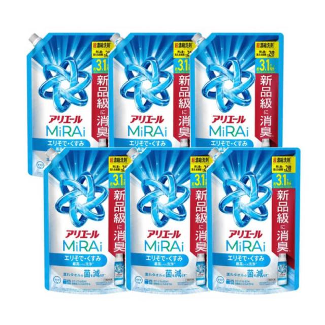 P＆G　(ケース販売) アリエール ミライ 超濃縮 つめかえ ウルトラジャンボサイズ 980g×6個