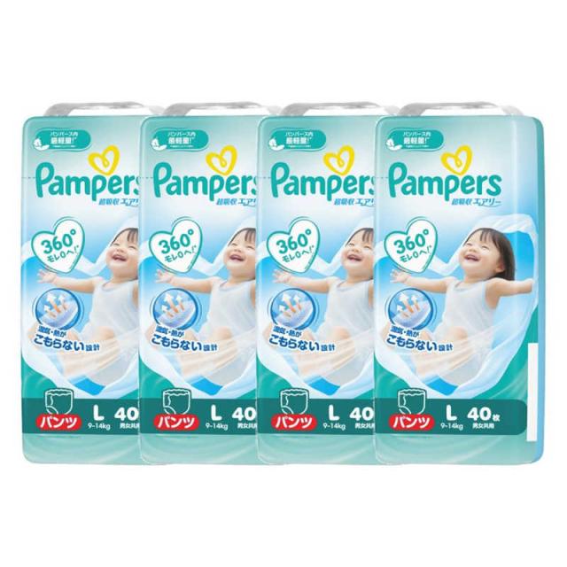 P＆G　(ケース販売)Pampers(パンパース) 超吸収エアリー L(9-14kg)40枚×4パック