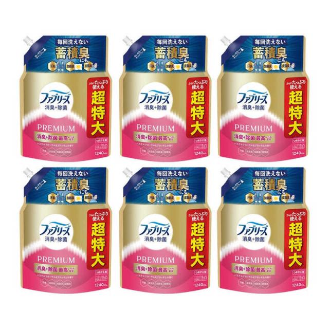 P＆G　(ケース販売)ファブリーズ 消臭＋除菌プレミアム パステルフローラル＆ブロッサムの香り 詰替用4回分 1240ml×6　FRPフロラルカエCS