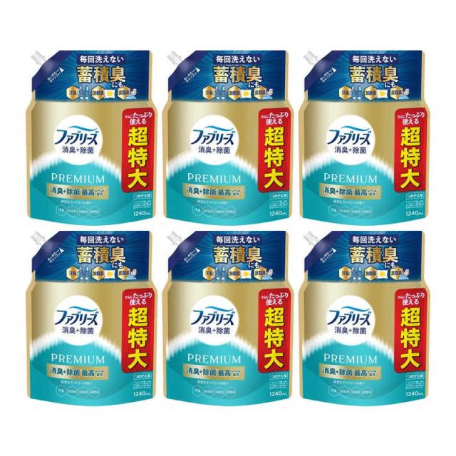 P＆G　(ケース販売)ファブリーズ 消臭＋除菌プレミアム 清潔なランドリーの香り 詰替用4回分 1240ml×6　FRPランドリカエCS