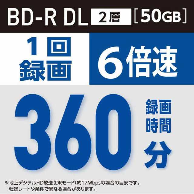 VERBATIMJAPAN　録画用BDR DL Victor(ビクター) ［20枚 /50GB /インクジェットプリンター対応］　 VBR260RP20J7｜au PAY マーケット