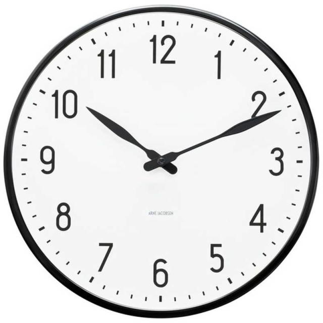 インテック　掛時計 Station Wall Clock 29cm white/black ARNE JACOBSEN(アルネ ヤコブセン)　AJ43643