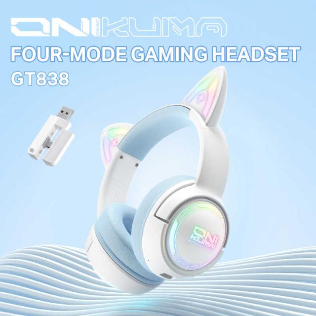 ONIKUMAGAMING ゲーミングヘッドセット 猫耳ヘッドセット 無線 GT838HB