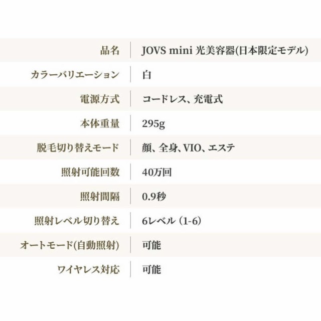 JOVS MINI 光美容器 J927 除毛、脱毛器 - ボディ、フェイスケア