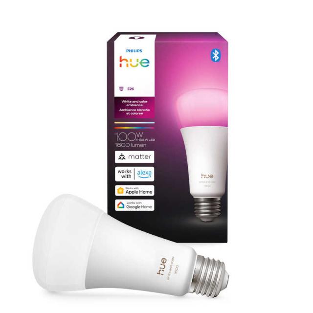 フィリップス　PHILIPS　LED電球 スマート電球 Philips Hue フルカラー 調光調色 E26 一般電球形 100W相当 1個 広配光タイプ　PH10WC1-SU