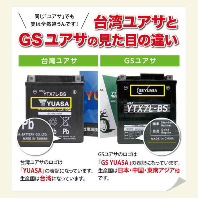 台湾ユアサ(タイワンユアサ) バイク バッテリー TYTX7A-BS (YTX7A-BS互換) 液同梱 液別 密閉型MFバッテリー｜au PAY  マーケット