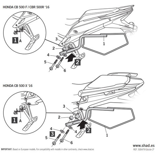 SHAD(シャッド) サイドバッグホルダーキット CB400F/CBR400R(16-18)/400X(16-23)/NX400(24-25) ※トップマスター併用不可 バイク ステー_2