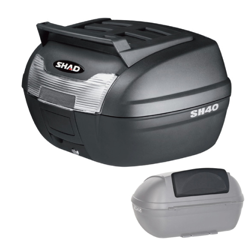SHAD(シャッド) バイク トップケース・リアボックス 【セット売り】SH40 CARGO トップケース 無塗装ブラック バックレスト セット  の通販は 16,274円