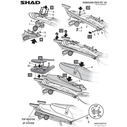 SHAD(シャッド) トップマスターフィッティングキット Z900RS(18-24)/カフェ(20-24) バイク ステー_4