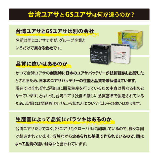 台湾ユアサ(タイワンユアサ) バイク バッテリー TYB12A-A(YB12A-A互換) 液別 開放型バッテリーの通販はau PAY マーケット -  バイクパーツのパーツダイレクト | au PAY マーケット－通販サイト