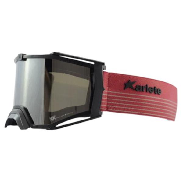 ariete 8K トップ ユーロフィット ゴーグル ミラースモークシングルレンズ ブラック/レッド オフロードゴーグル バイク