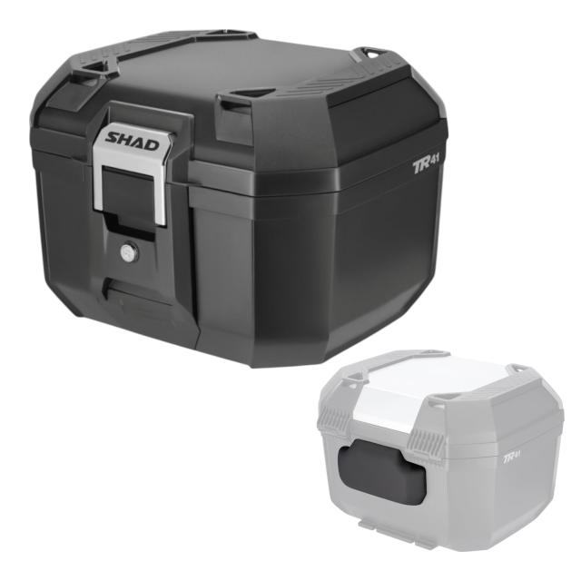 SHAD(シャッド) TERRA TR41 トップケース ブラック＋バックレスト(背もたれ) セット売り バイク リアボックス 大容量 通勤 通学 ツーリング ジェットヘルメット2個収納可能 汎用