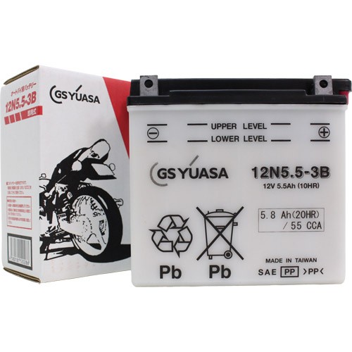 GSユアサ(ジーエスユアサ) バイク 12N5.5-3B 開放式バッテリー RZ250(4L3/29L/51L)｜RZ350(4U0/29Y/52Y/35J)｜RD400(1A1)｜RZV500R ※車名が同じ場合でも、車種によっては年式やタイプにより搭載バッテリーが異なる場合がありますので、必ず実際に搭載されているバッテリー形の通販は