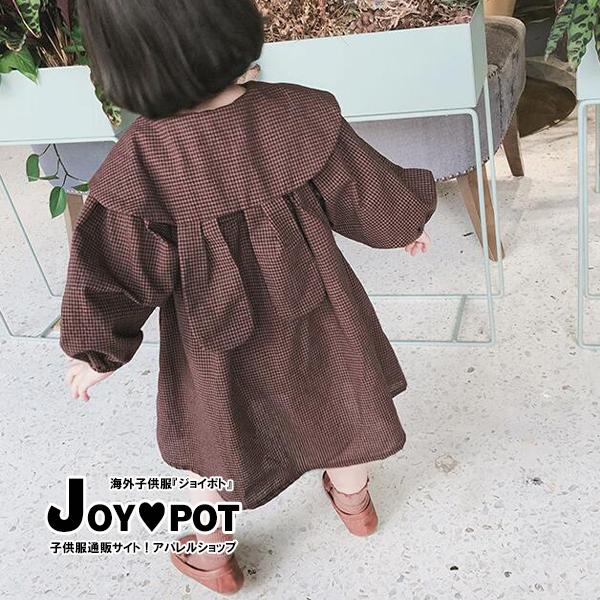 キッズ ベビー服 ワンピース 海外子供服 パフスリーブ 長袖 秋服 春 秋 チェック柄 子ども服 90cm 100cm 110cm 120cm 130cm 女の子の通販はau Pay マーケット Joypot