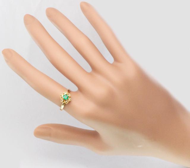 エメラルド ダイヤ リング 指輪 K18 花 フラワー 11 5号の通販はau Pay マーケット クローバー ジュエリー