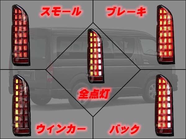 送料無料！フルＬＥＤテールランプ ブロックタイプ レッド ２００系ハイエース