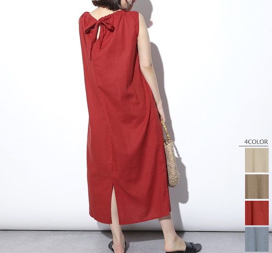 送料無料 夏物新作 リネン混ワンピース ノースリーブワンピース バックギャザーノースリワンピース麻混 マタニティの通販はau Pay マーケット Yoroca
