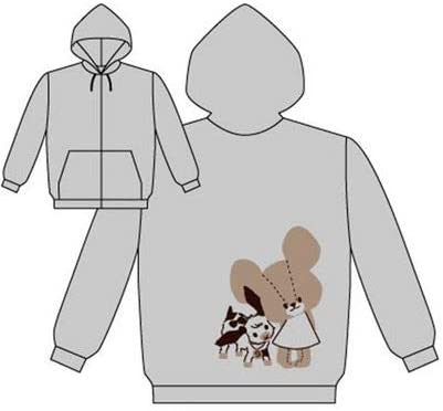 くまのがっこう ジップパーカー レディースM   B  ヘザーグレーM  KU-0009  キャラクター グッズ くまのがっこう/ジップパーカー(レディースM) (A) ヘザーグレーM