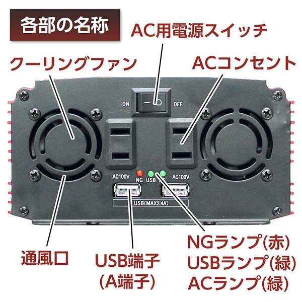 メルテック インバーター カーインバーター 24V 1400W SIV-1501