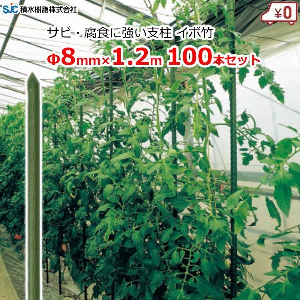 イボ竹 支柱 イボ付き 8mm×長さ1.2m 100本セット 園芸支柱 ポール 耐候性 農業 ハウス 資材 セキスイ