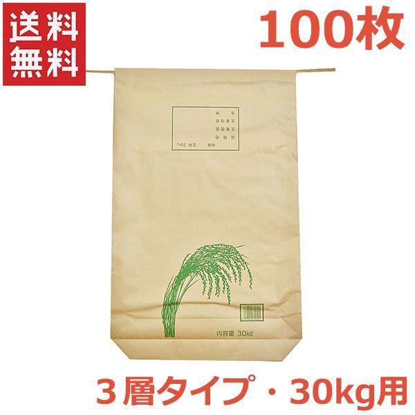 米袋 30kg用 100枚入り 3層タイプ 紙バンド 紐付き バッグ 米用紙袋 収納 新米 収穫 保存 保管 梱包の通販は