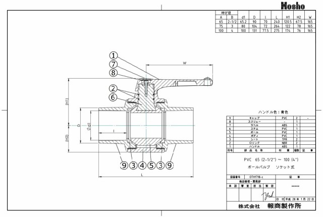 人気 おすすめ 報商製作所 PVC ボールバルブ 65A ソケット式 65mm 塩ビボールバルブ ボール弁 highart.com.eg