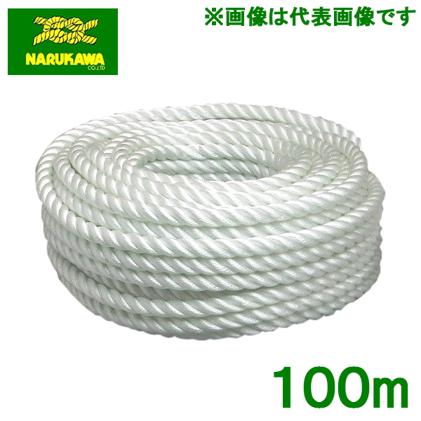 生川 ナイロンロープ 10mm×100m 3つ打 牽引ロープ 係船ロープ 繋留 ホーサー リードロープ