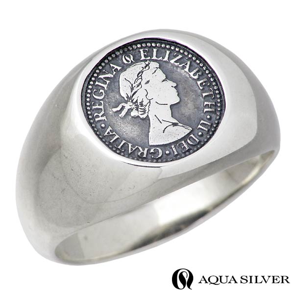 アクアシルバー AQUA SILVER 幸せのシックスペンスコインリング シルバー リング メンズ 指輪 7〜21号 ASR177F-1 送料無料