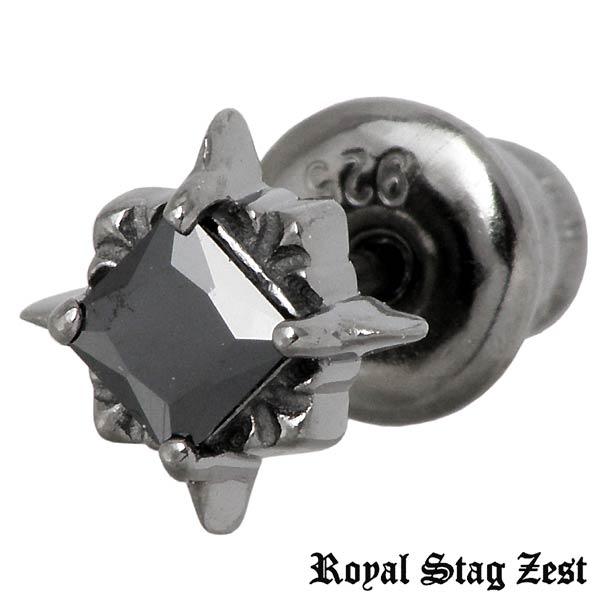 ロイヤルスタッグゼスト Royal stag Zest ピアス メンズ レディース シルバー ブラックキュービック スタッド 片耳用 SP25-020の通販は 5,500円