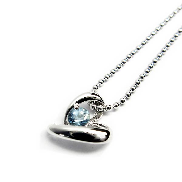 シルバー ネックレス レディース 誕生石 スウィートハート 3月 アクアマリン ギフト プレゼント P1619-03の通販は