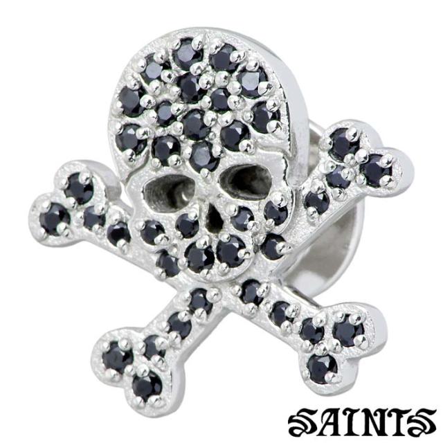 セインツ SAINTS ピンバッチ メンズ ジルコニア クロスボーン シルバー ブローチ スカル SSH5-17