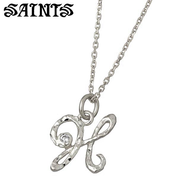セインツ SAINTS ネックレス メンズ イニシャル シルバー E キュービック SSP4-258SV-H