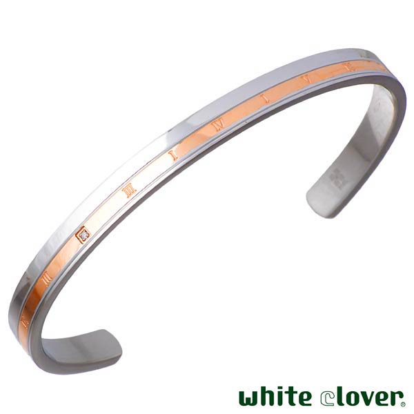 ホワイトクローバー white clover ステンレス バングル 金属アレルギー対応 ブレスレット レディース ダイヤモンド 刻印可能 4SBG013GOの通販は 7,700円