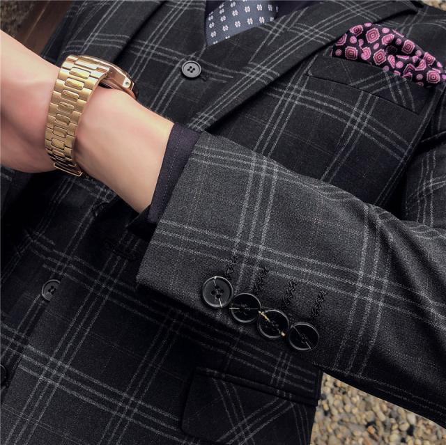 スリーピーススーツメンズオシャレスリムビジネススーツ洗えるパンツスーツセットアップスーツセットメンズスーツチェック柄黒ビジネススの通販はau Pay マーケット Hikari 株式会社