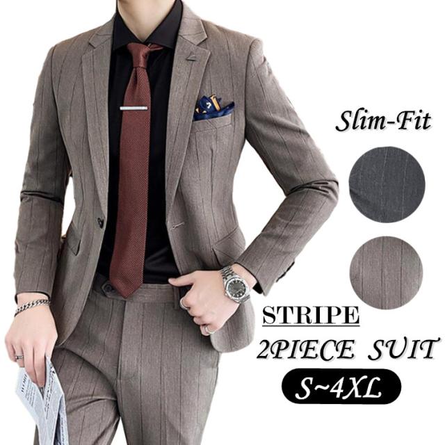 ストライプ柄スリムスーツ セットアップ メンズ カジュアル 大きいサイズ テーラードジャケット スリムパンツスーツ ツーピース 上下セの通販はau Pay マーケット Hikari 株式会社