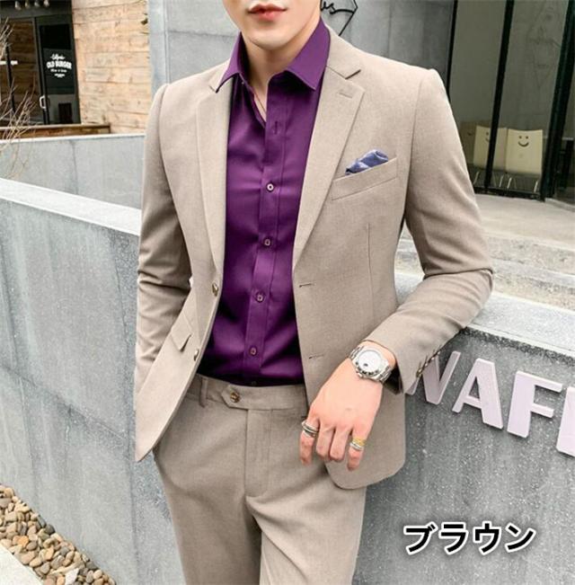 新作無地スリムスーツ セットアップ メンズ カジュアルスーツ 2ピーススーツ メンズリクルートスーツビジネススーツギフト成人式卒の通販はau Pay マーケット Hikari 株式会社