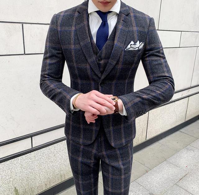 厚手チェック柄ウール素材スリーピース スーツ メンズ スリムスーツセットアップ カジュアル ビジネス おしゃれスーツ成人式結婚式二の通販はau Pay マーケット Hikari 株式会社