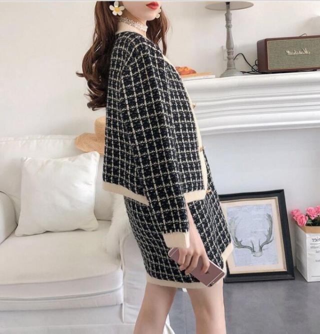 チェック柄ニットセットアップ レディースニットセーター上下セットスカートセットアップカーディガンワンピース ニットセレブ秋の通販はau Pay マーケット Hikari 株式会社