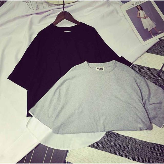 Tシャツ カットソー ゆったり 重ね着風 フェイクレイヤード レディース トップス 無地 夏 春 秋 韓国の通販はau Pay マーケット Cupid S Secret