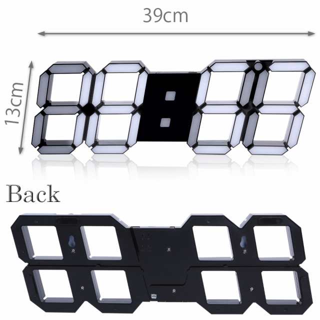 3D LEDデジタル 時計 ウォールクロック 掛け時計 置き時計 目覚まし時計 おしゃれ かわいい 多機能 近未来 インテリア 大型 BIG  ブラックの通販はau PAY マーケット - PlumRiver au PAY マーケット店 | au PAY マーケット－通販サイト